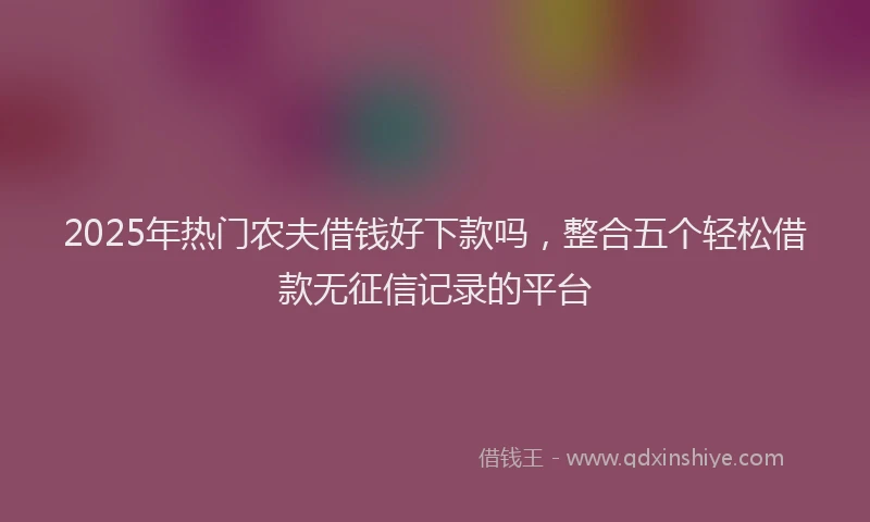 2025年热门农夫借钱好下款吗，整合五个轻松借款无征信记录的平台