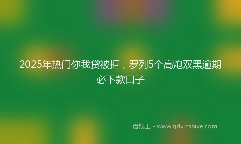 2025年热门你我贷被拒，罗列5个高炮双黑逾期必下款口子