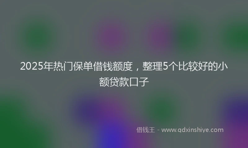 2025年热门保单借钱额度，整理5个比较好的小额贷款口子