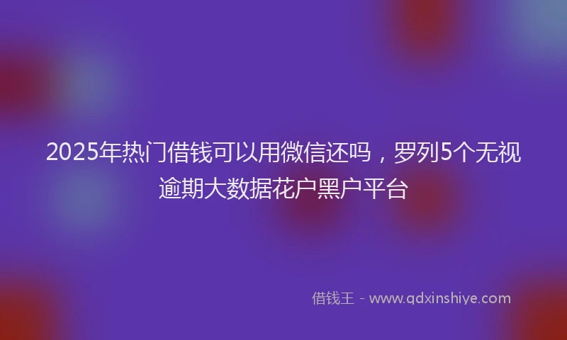 2025年热门借钱可以用微信还吗，罗列5个无视逾期大数据花户黑户平台
