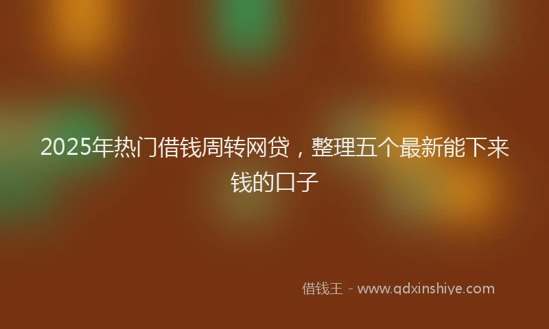2025年热门借钱周转网贷，整理五个最新能下来钱的口子