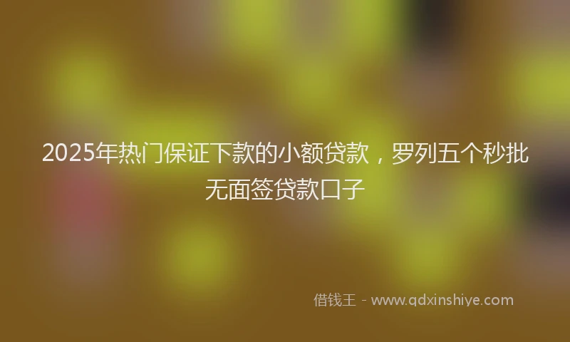 2025年热门保证下款的小额贷款，罗列五个秒批无面签贷款口子