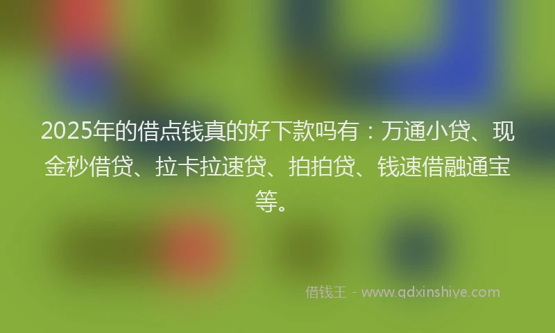 2025年的借点钱真的好下款吗有：万通小贷、现金秒借贷、拉卡拉速贷、拍拍贷、钱速借融通宝等。