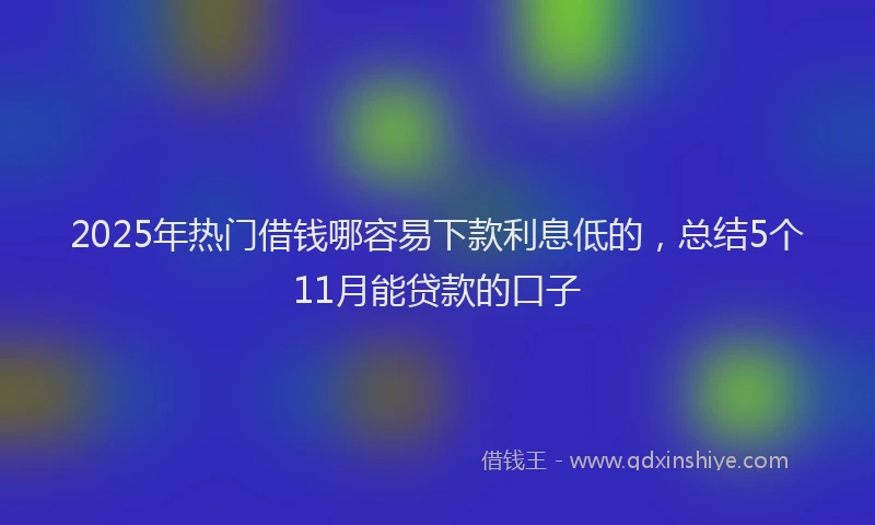 2025年热门借钱哪容易下款利息低的，总结5个11月能贷款的口子
