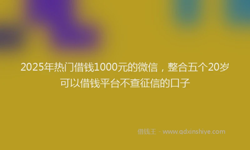2025年热门借钱1000元的微信，整合五个20岁可以借钱平台不查征信的口子
