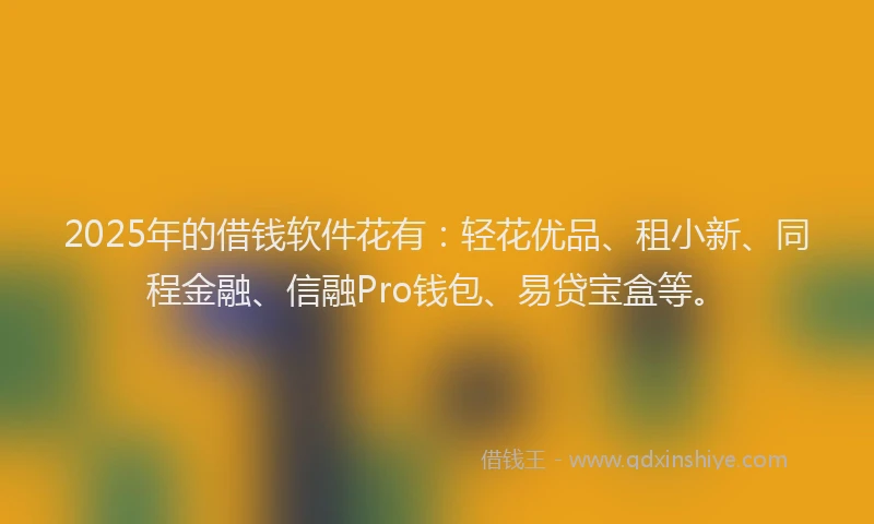 2025年的借钱软件花有：轻花优品、租小新、同程金融、信融Pro钱包、易贷宝盒等。