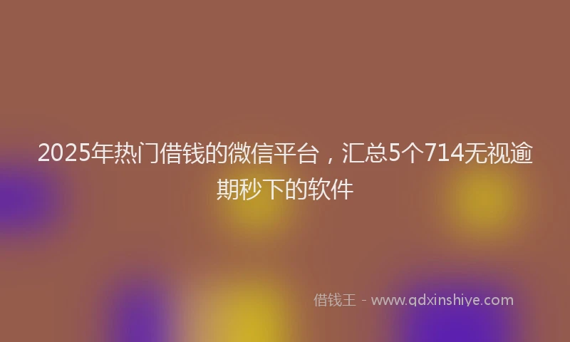 2025年热门借钱的微信平台，汇总5个714无视逾期秒下的软件