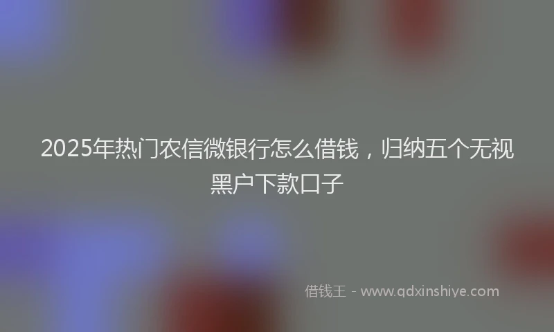 2025年热门农信微银行怎么借钱，归纳五个无视黑户下款口子