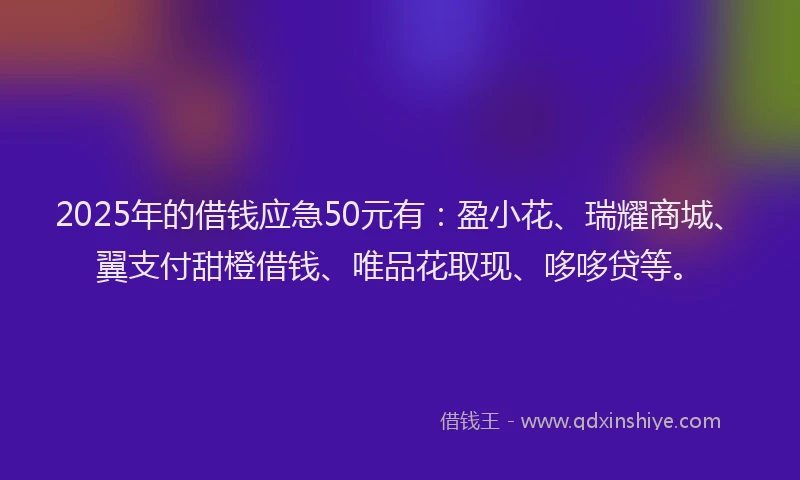 2025年的借钱应急50元有：盈小花、瑞耀商城、翼支付甜橙借钱、唯品花取现、哆哆贷等。