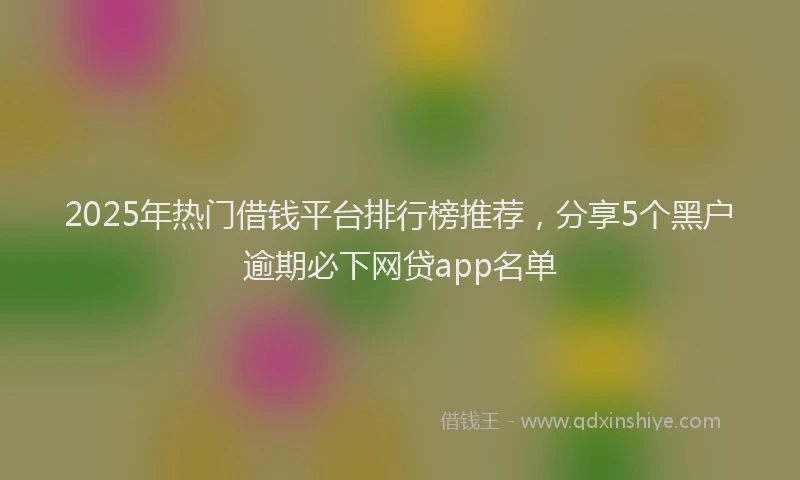 2025年热门借钱平台排行榜推荐，分享5个黑户逾期必下网贷app名单