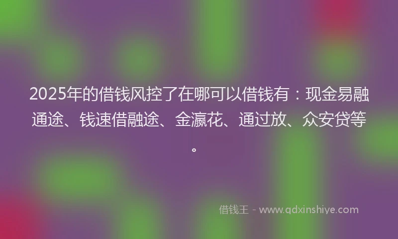 2025年的借钱风控了在哪可以借钱有：现金易融通途、钱速借融途、金瀛花、通过放、众安贷等。