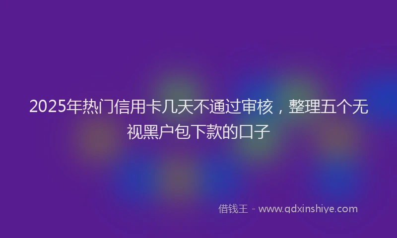 2025年热门信用卡几天不通过审核，整理五个无视黑户包下款的口子