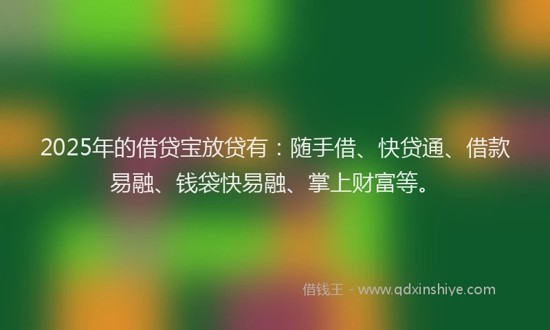 2025年的借贷宝放贷有：随手借、快贷通、借款易融、钱袋快易融、掌上财富等。