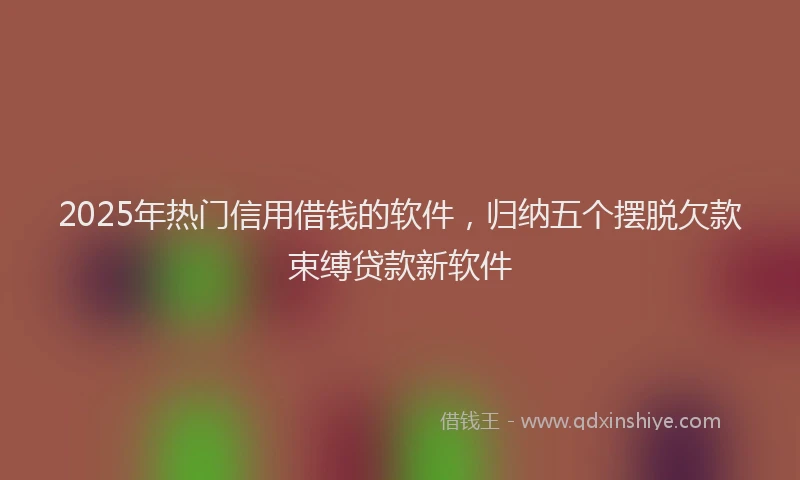 2025年热门信用借钱的软件，归纳五个摆脱欠款束缚贷款新软件