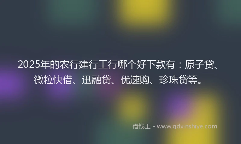 2025年的农行建行工行哪个好下款有：原子贷、微粒快借、迅融贷、优速购、珍珠贷等。