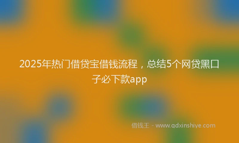 2025年热门借贷宝借钱流程，总结5个网贷黑口子必下款app