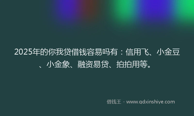 2025年的你我贷借钱容易吗有：信用飞、小金豆、小金象、融资易贷、拍拍用等。