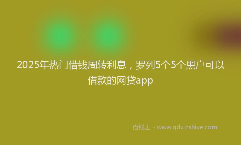 2025年热门借钱周转利息，罗列5个5个黑户可以借款的网贷app