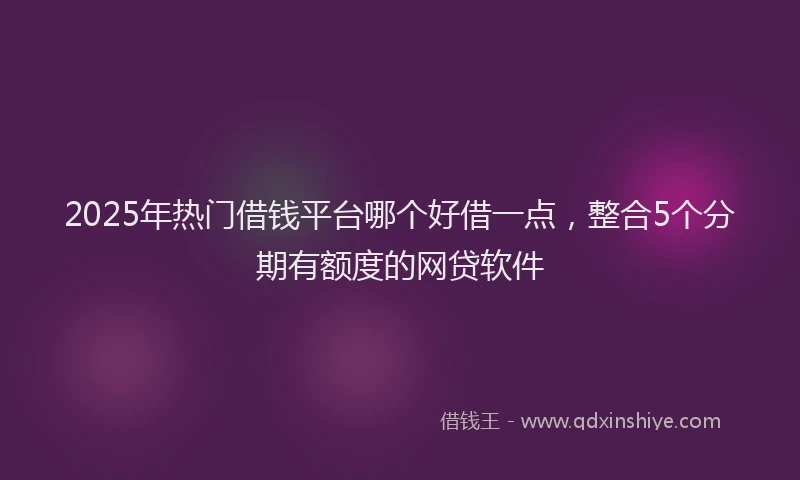 2025年热门借钱平台哪个好借一点，整合5个分期有额度的网贷软件