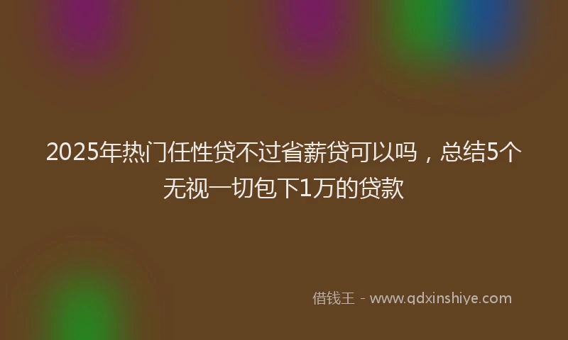 2025年热门任性贷不过省薪贷可以吗，总结5个无视一切包下1万的贷款