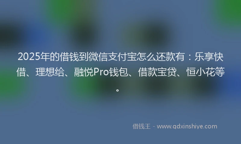 2025年的借钱到微信支付宝怎么还款有：乐享快借、理想给、融悦Pro钱包、借款宝贷、恒小花等。