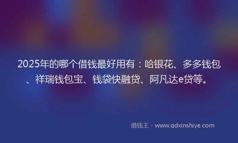 2025年的哪个借钱最好用有：哈银花、多多钱包、祥瑞钱包宝、钱袋快融贷、阿凡达e贷等。