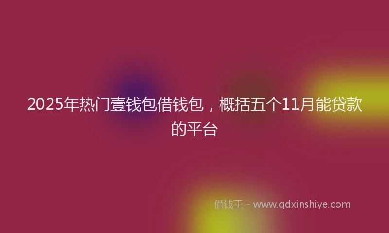 2025年热门壹钱包借钱包，概括五个11月能贷款的平台