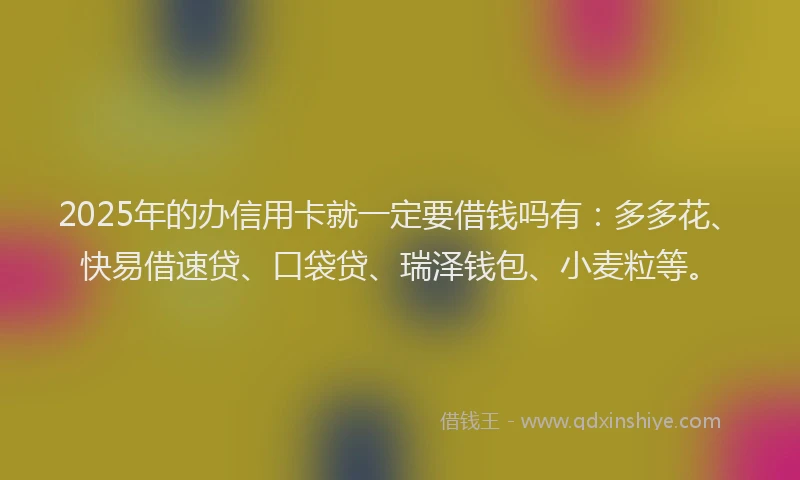 2025年的办信用卡就一定要借钱吗有：多多花、快易借速贷、口袋贷、瑞泽钱包、小麦粒等。