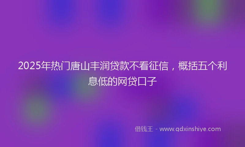 2025年热门唐山丰润贷款不看征信，概括五个利息低的网贷口子