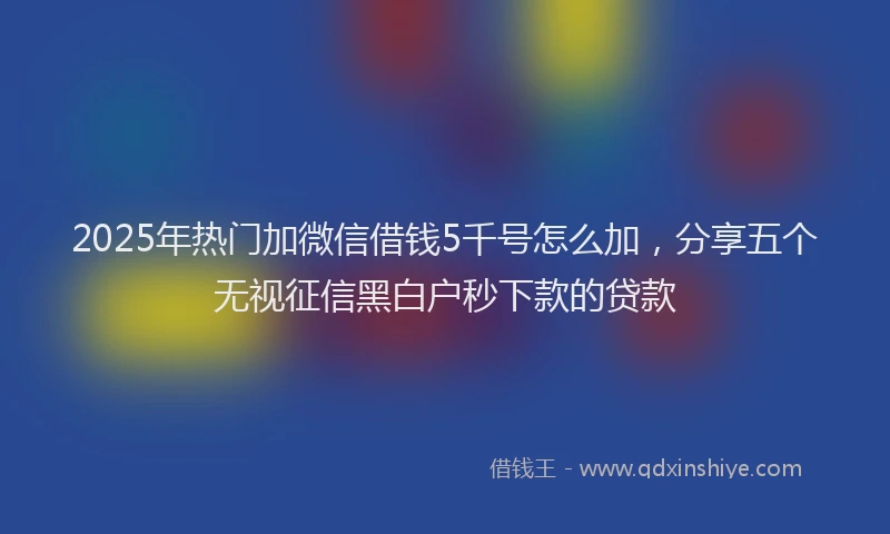 2025年热门加微信借钱5千号怎么加，分享五个无视征信黑白户秒下款的贷款