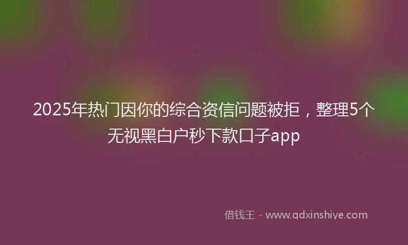 2025年热门因你的综合资信问题被拒，整理5个无视黑白户秒下款口子app