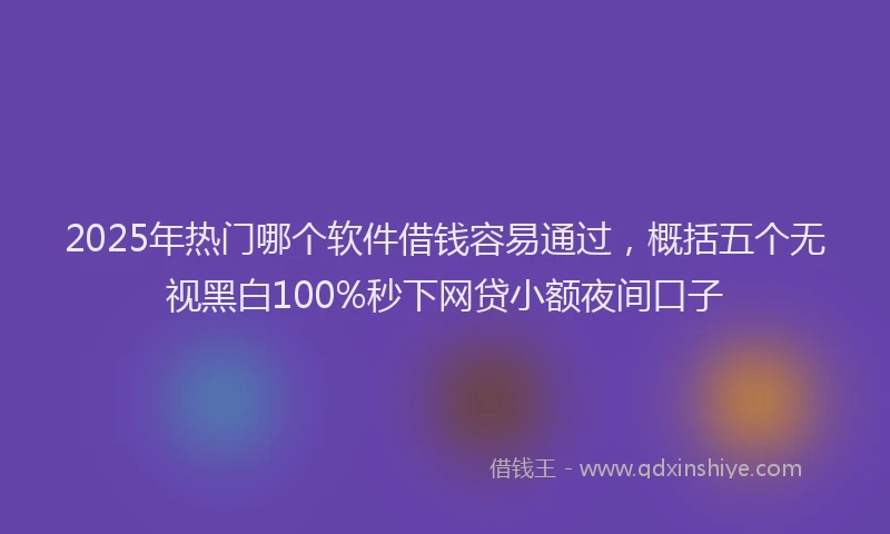 2025年热门哪个软件借钱容易通过，概括五个无视黑白100%秒下网贷小额夜间口子