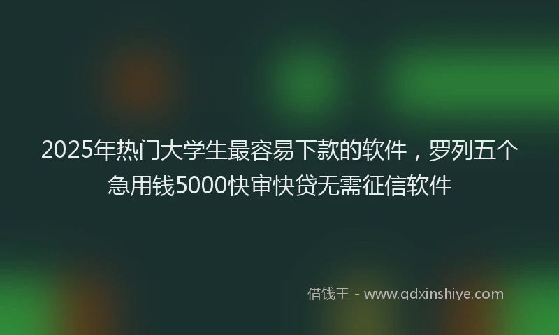 2025年热门大学生最容易下款的软件，罗列五个急用钱5000快审快贷无需征信软件
