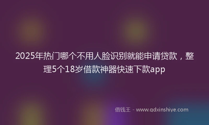 2025年热门哪个不用人脸识别就能申请贷款，整理5个18岁借款神器快速下款app