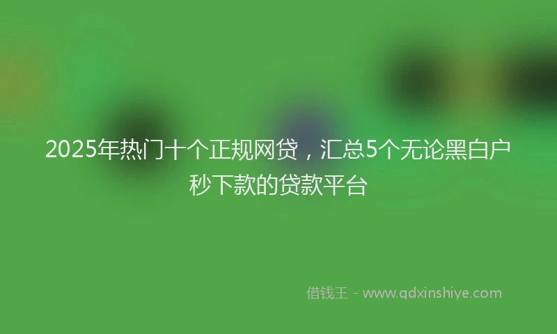 2025年热门十个正规网贷，汇总5个无论黑白户秒下款的贷款平台