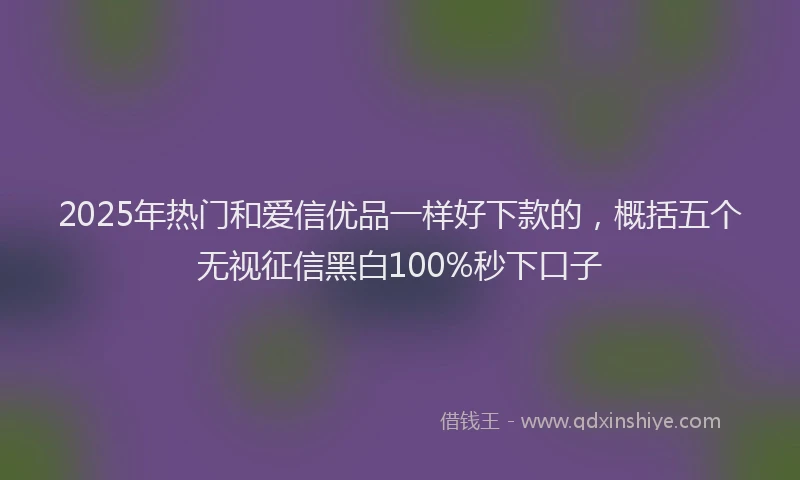 2025年热门和爱信优品一样好下款的，概括五个无视征信黑白100%秒下口子