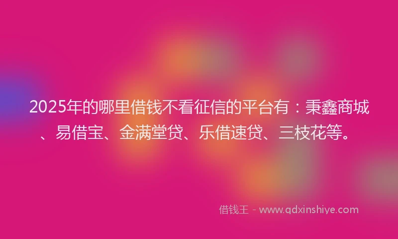 2025年的哪里借钱不看征信的平台有：秉鑫商城、易借宝、金满堂贷、乐借速贷、三枝花等。