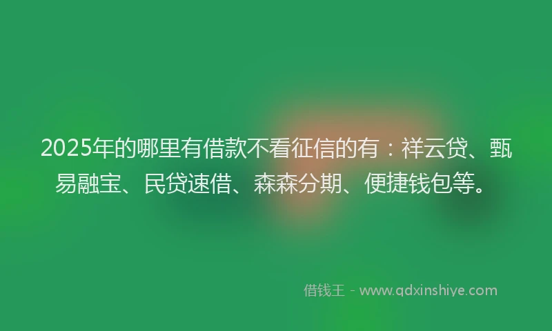 2025年的哪里有借款不看征信的有：祥云贷、甄易融宝、民贷速借、森森分期、便捷钱包等。