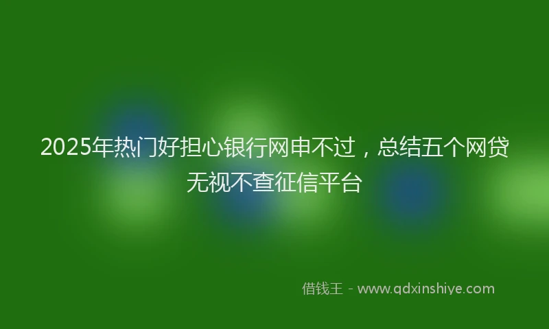 2025年热门好担心银行网申不过，总结五个网贷无视不查征信平台