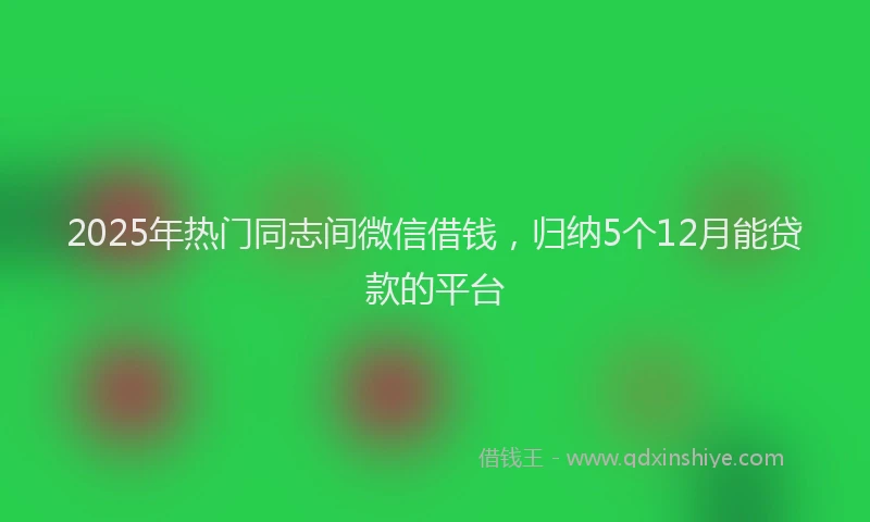 2025年热门同志间微信借钱，归纳5个12月能贷款的平台