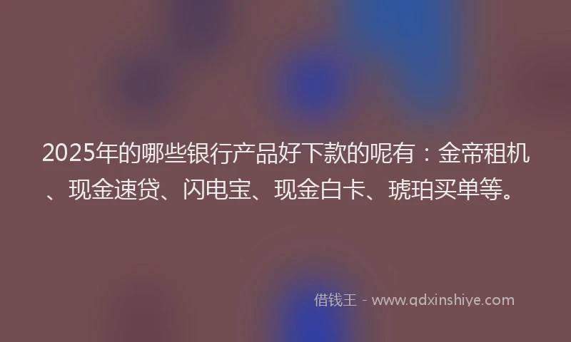 2025年的哪些银行产品好下款的呢有：金帝租机、现金速贷、闪电宝、现金白卡、琥珀买单等。