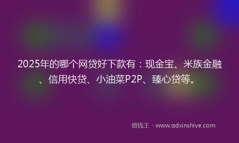 2025年的哪个网贷好下款有：现金宝、米族金融、信用快贷、小油菜P2P、臻心贷等。