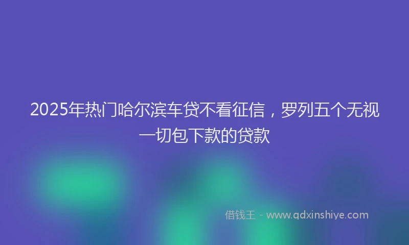2025年热门哈尔滨车贷不看征信，罗列五个无视一切包下款的贷款