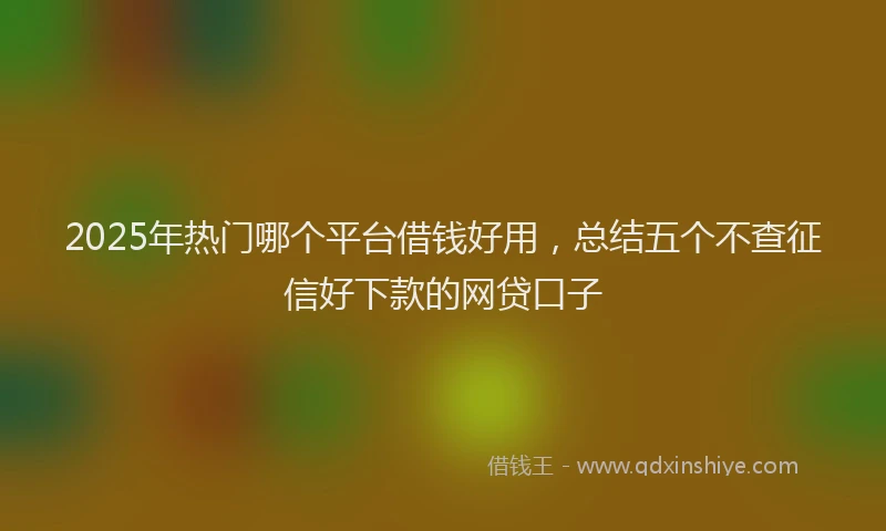 2025年热门哪个平台借钱好用，总结五个不查征信好下款的网贷口子