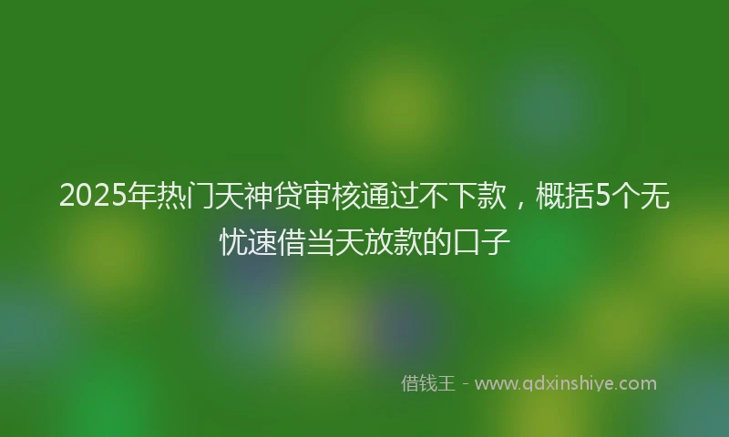 2025年热门天神贷审核通过不下款，概括5个无忧速借当天放款的口子