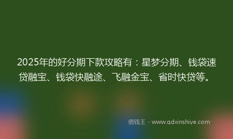 2025年的好分期下款攻略有：星梦分期、钱袋速贷融宝、钱袋快融途、飞融金宝、省时快贷等。