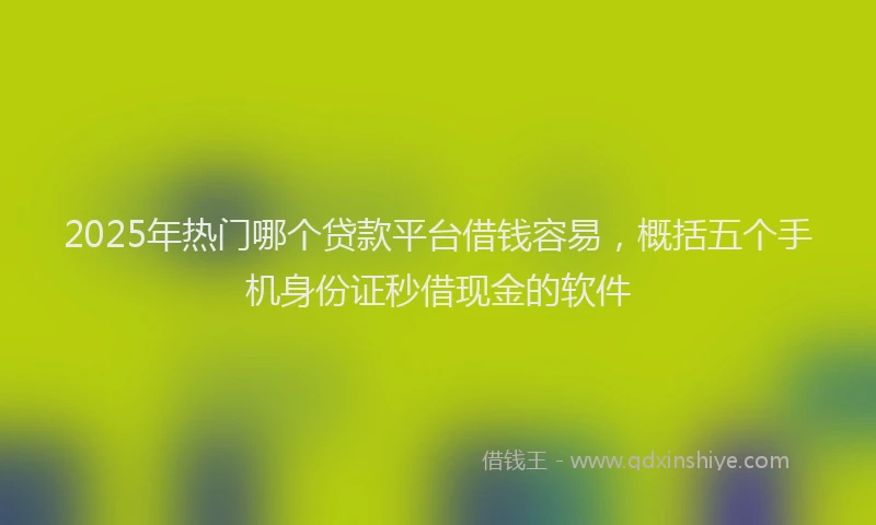 2025年热门哪个贷款平台借钱容易，概括五个手机身份证秒借现金的软件