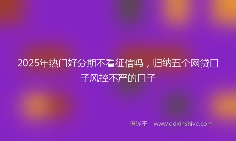 2025年热门好分期不看征信吗，归纳五个网贷口子风控不严的口子