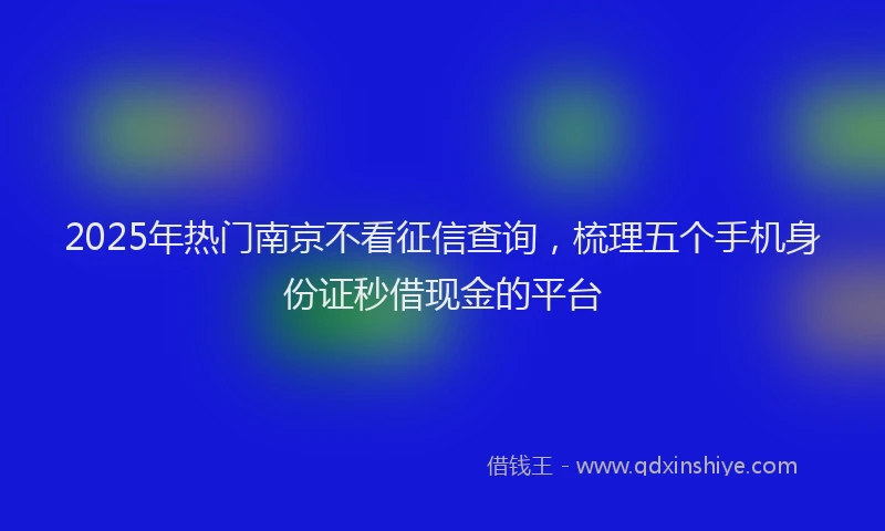 2025年热门南京不看征信查询，梳理五个手机身份证秒借现金的平台