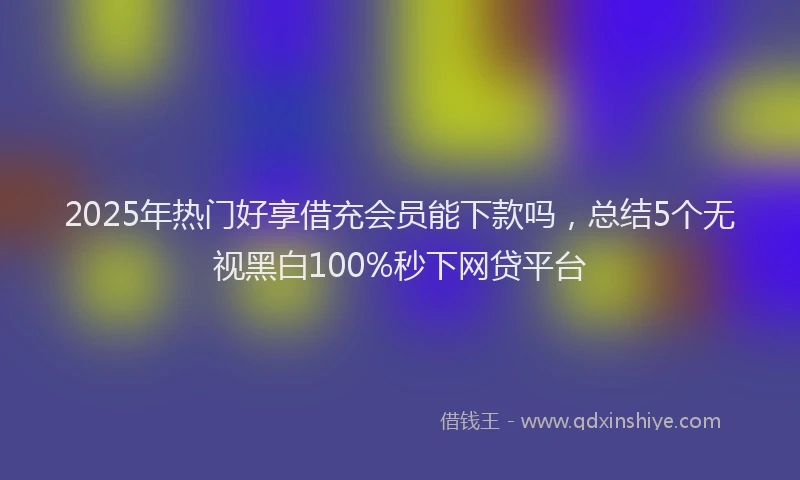2025年热门好享借充会员能下款吗，总结5个无视黑白100%秒下网贷平台